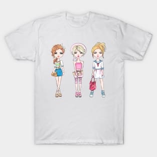 Set beautiful fashion hipster girls T-Shirt